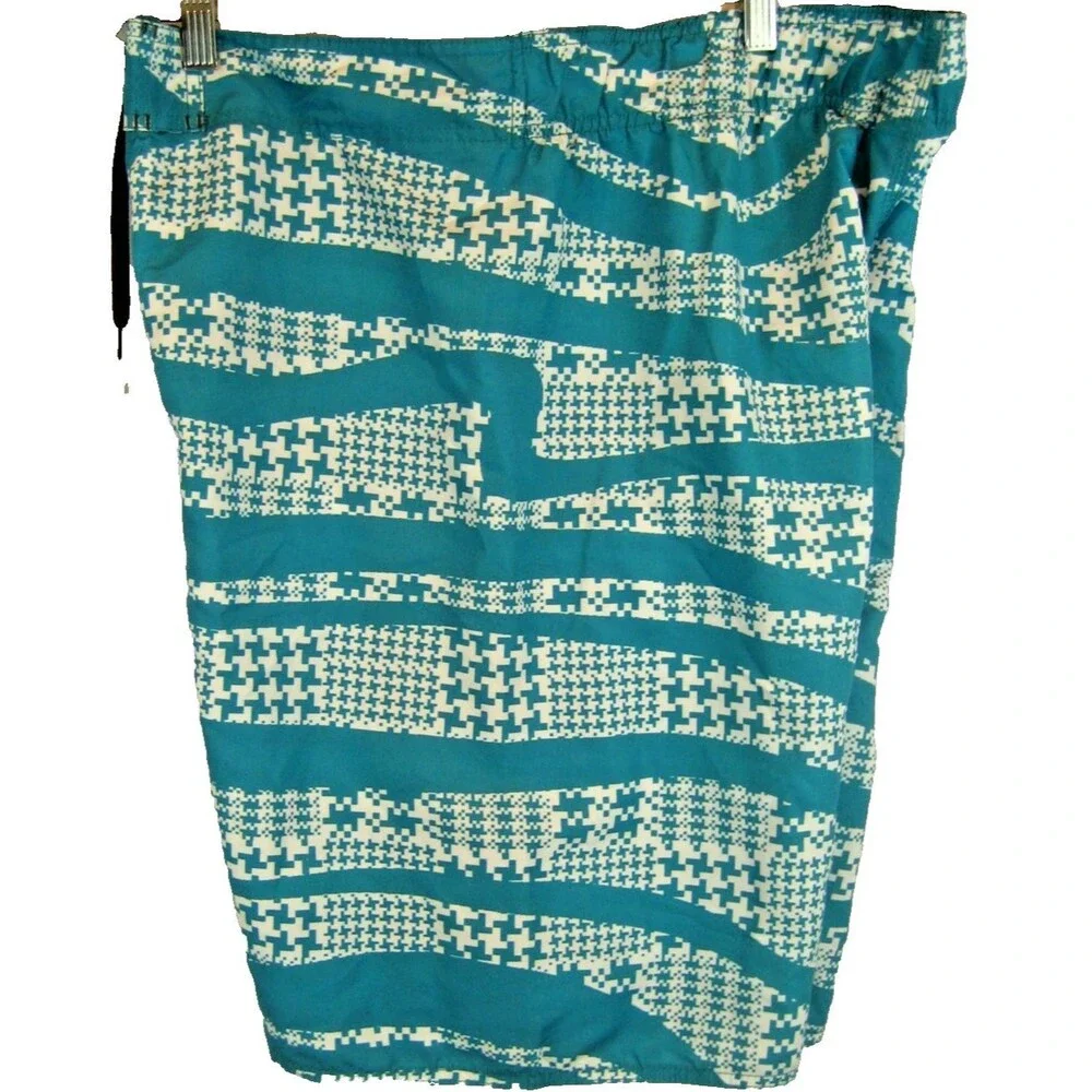 Mens NWT Joe Boxer Blue Check  Poly Flat Front Swim Board Shorts sz Lx11